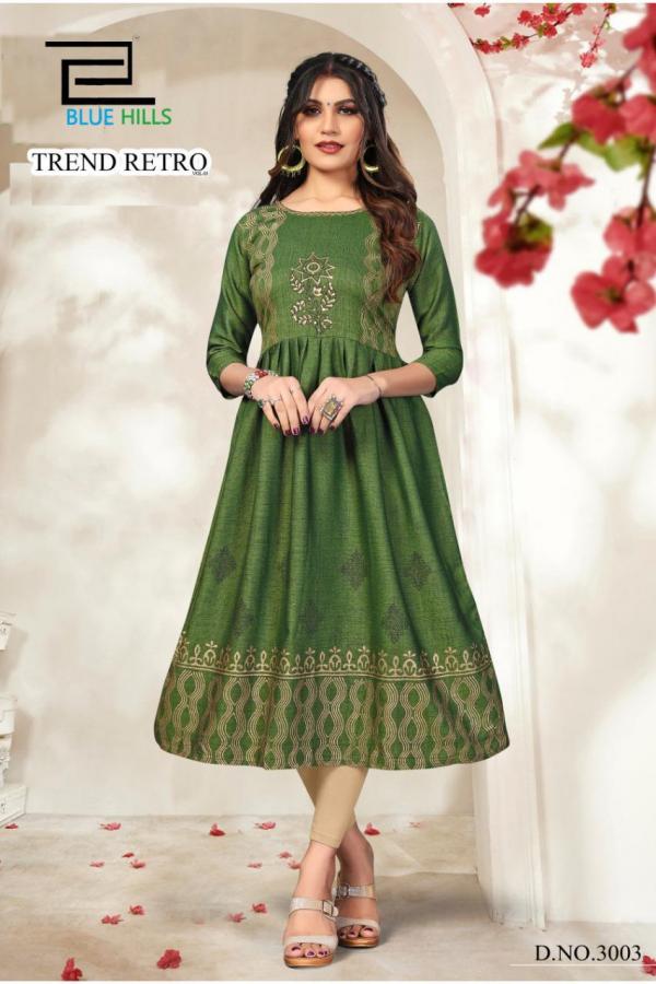 Blue Hills Trend Retro Vol 3 Rayon Fancy Long Kurti Catalog