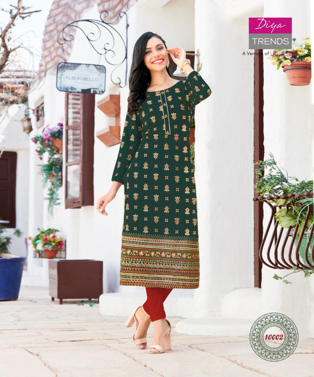 Diya Trends Garden City  Vol 10 Ethnic Wear Designer Printed Kurits  Catalog