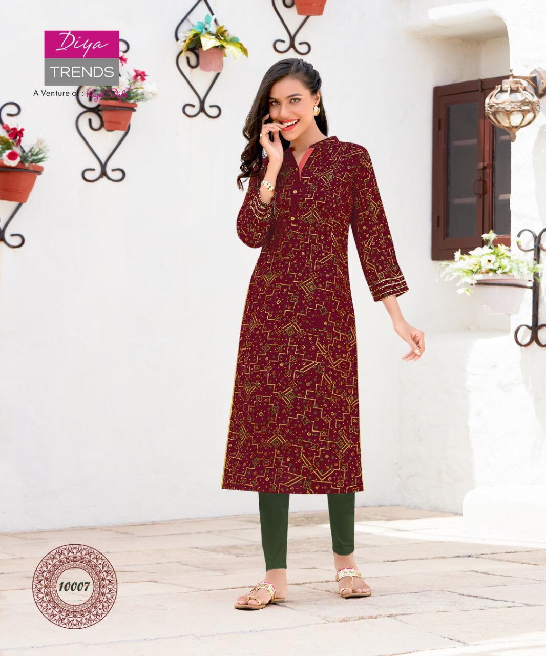 Diya Trends Garden City  Vol 10 Ethnic Wear Designer Printed Kurits  Catalog