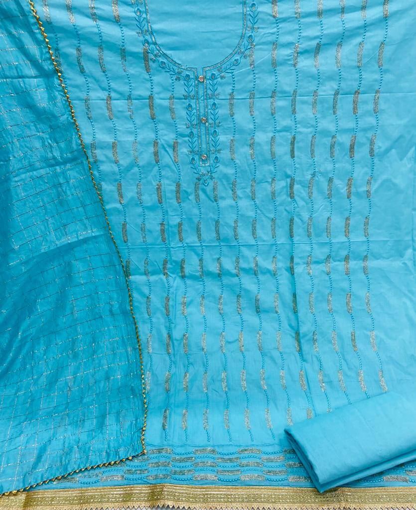 Fc Chanderi Chex  Vol 1 Fancy Embroidery Dress Materials Catalog