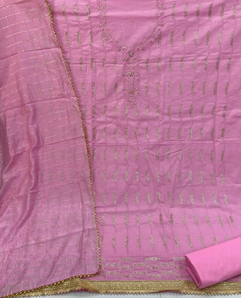 Fc Chanderi Chex  Vol 1 Fancy Embroidery Dress Materials Catalog