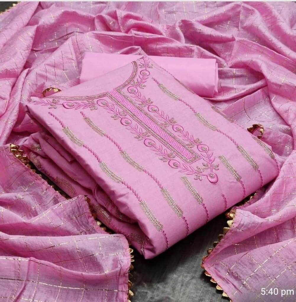 Fc Chanderi Chex  Vol 1 Fancy Embroidery Dress Materials Catalog
