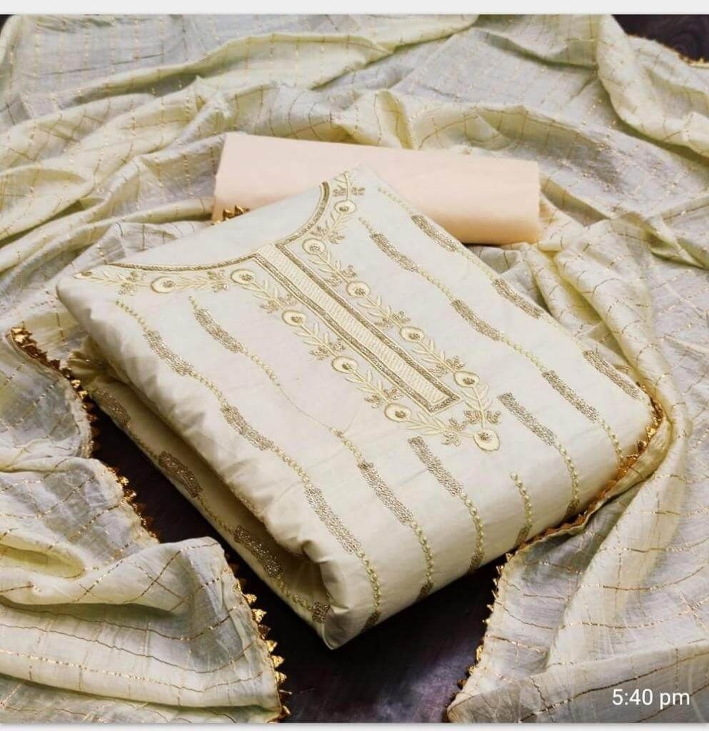 Fc Chanderi Chex  Vol 1 Fancy Embroidery Dress Materials Catalog
