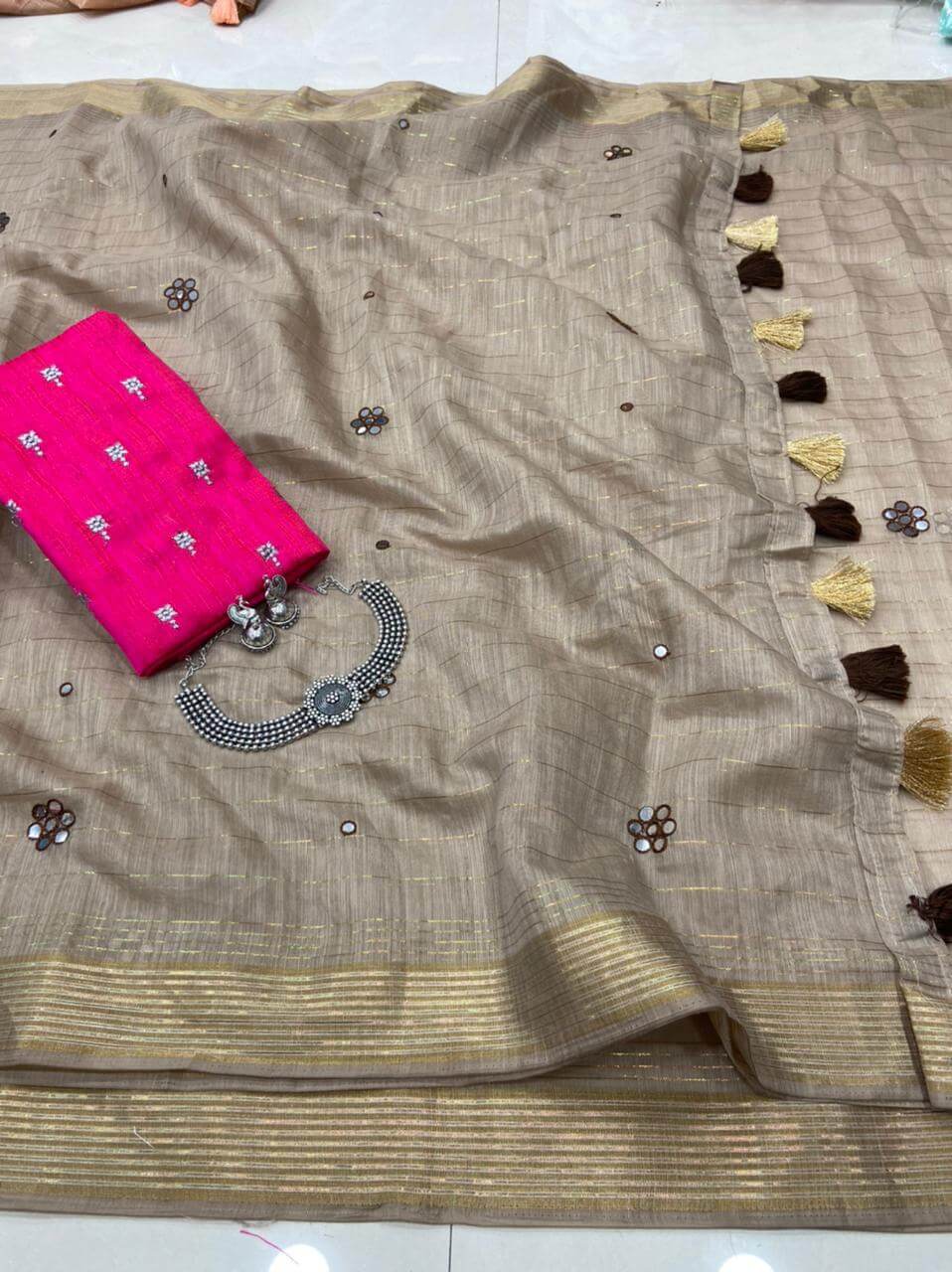 Kala Cotton Mirror Work Bhujodi Saree  Mint  My Clothing Treasure