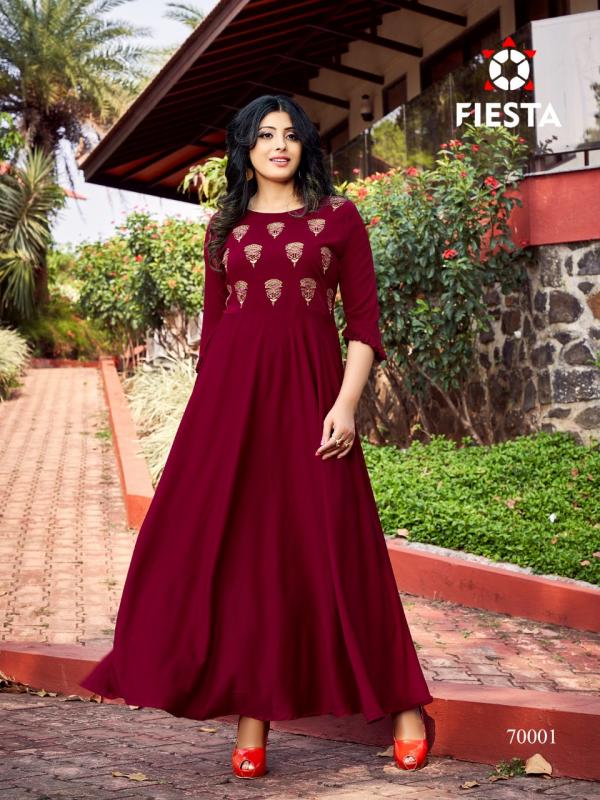 Fiesta Nutan Designer Viscose Handwork Long Kurti Catalog