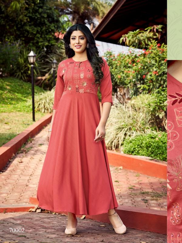 Fiesta Nutan Designer Viscose Handwork Long Kurti Catalog