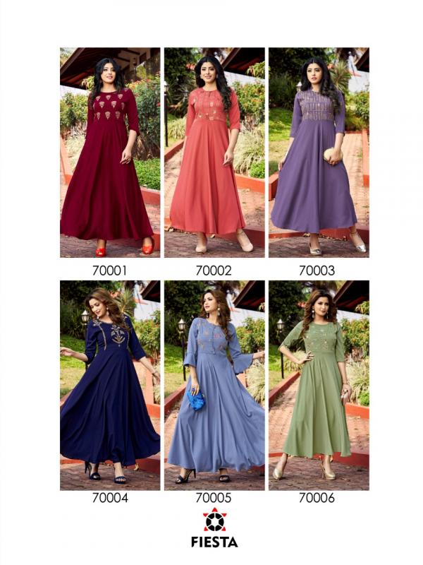 Fiesta Nutan Designer Viscose Handwork Long Kurti Catalog