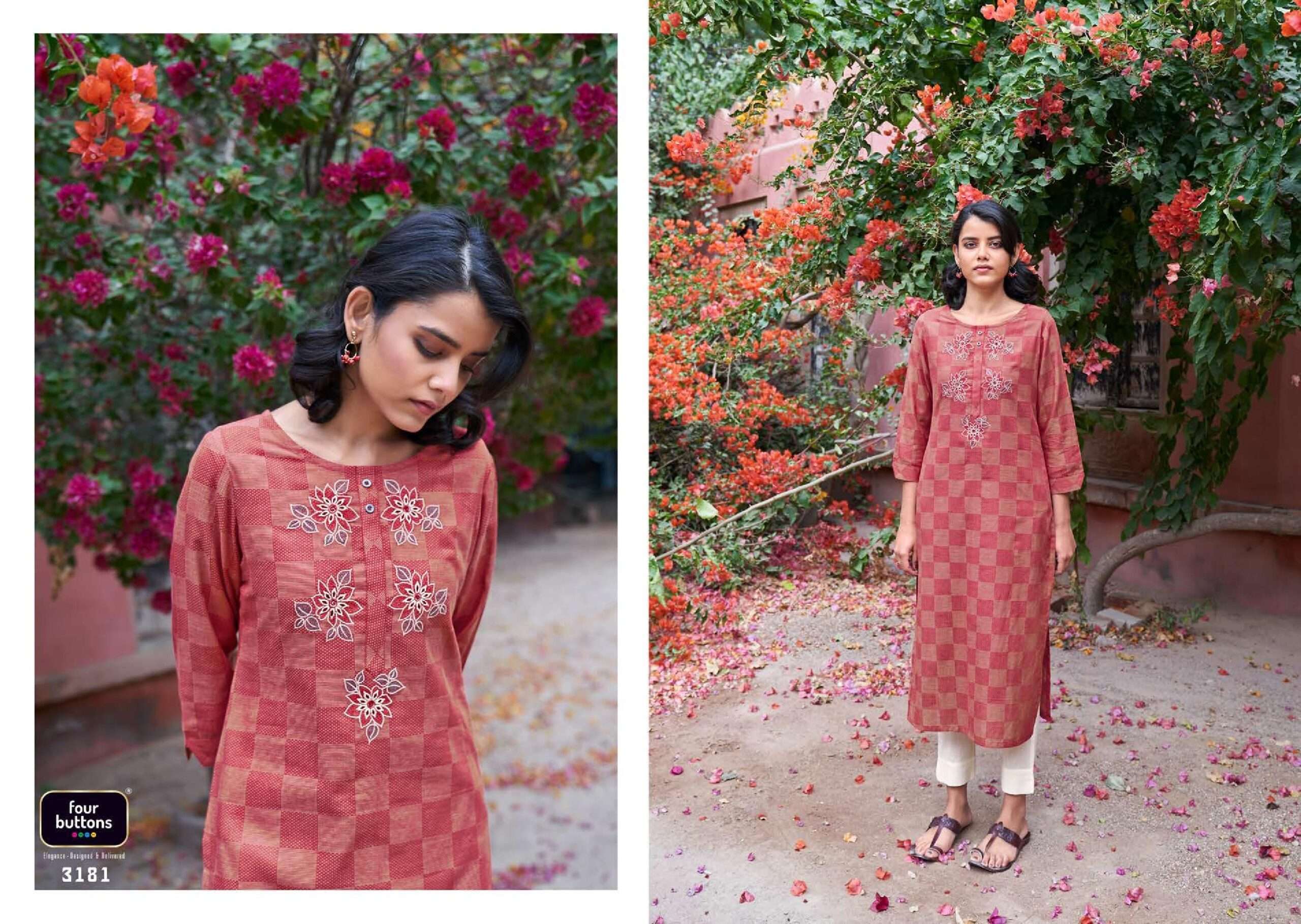 Four Buttons Plum Vol 2 Fancy Cotton Kurti Catalog