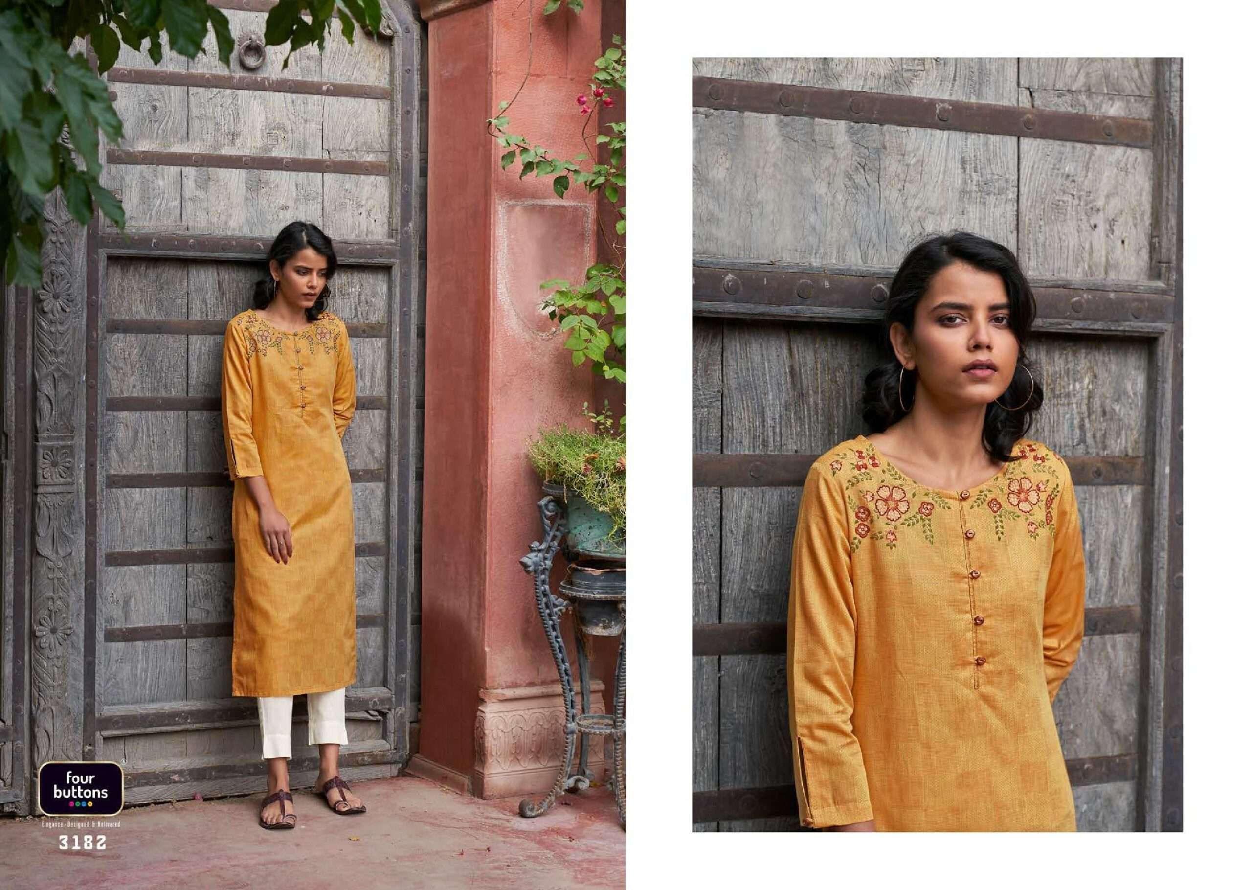 Four Buttons Plum Vol 2 Fancy Cotton Kurti Catalog