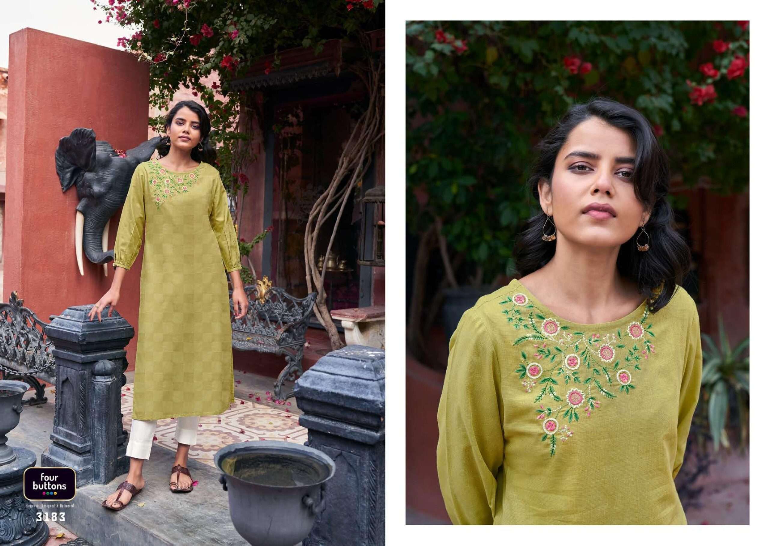 Four Buttons Plum Vol 2 Fancy Cotton Kurti Catalog