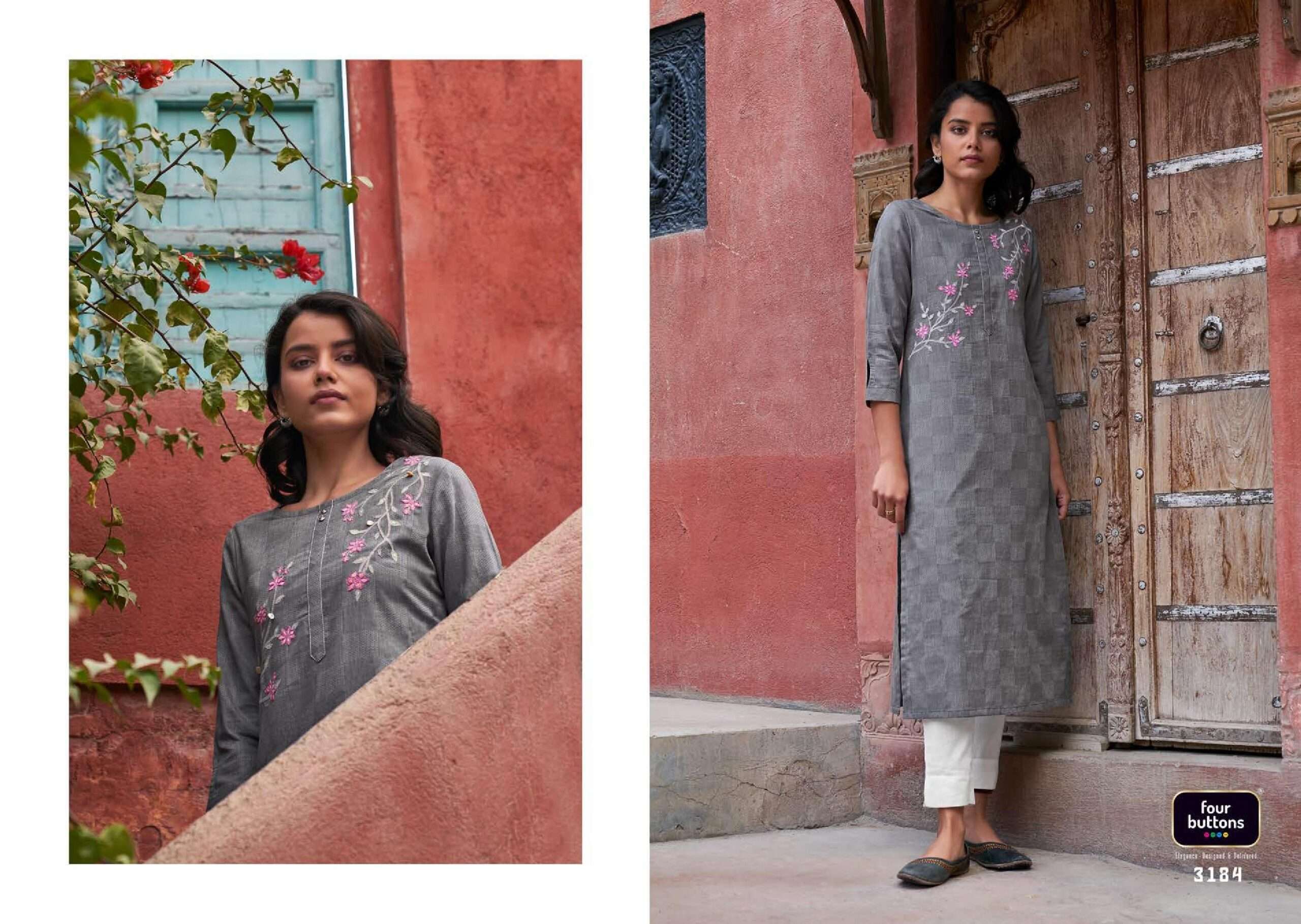 Four Buttons Plum Vol 2 Fancy Cotton Kurti Catalog