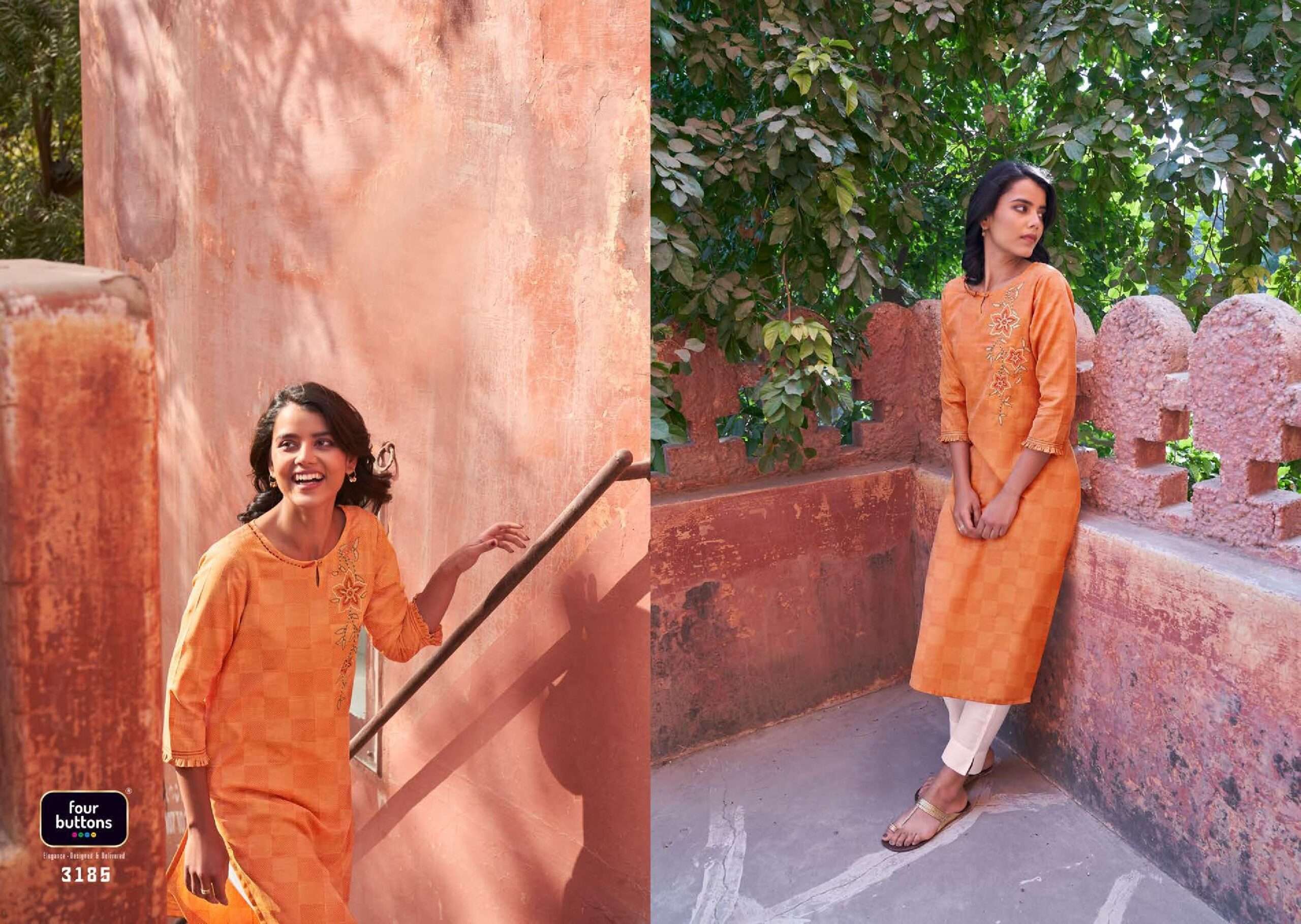 Four Buttons Plum Vol 2 Fancy Cotton Kurti Catalog