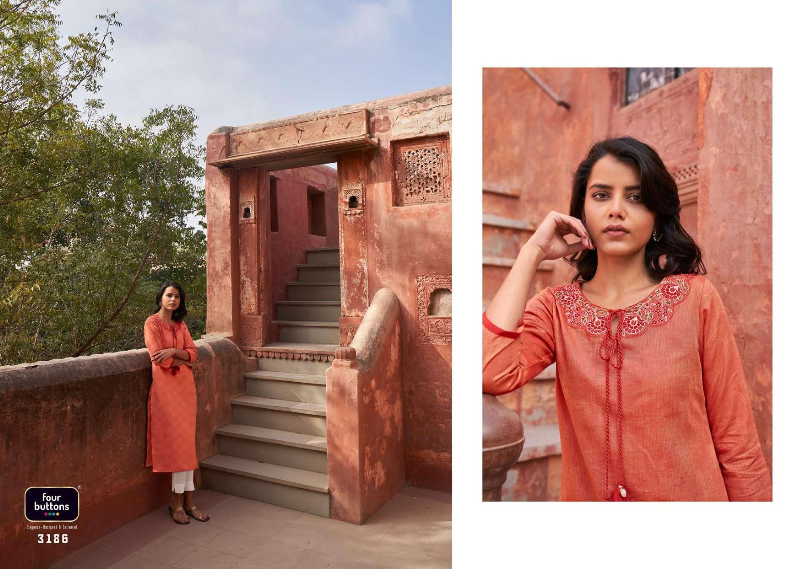 Four Buttons Plum Vol 2 Fancy Cotton Kurti Catalog