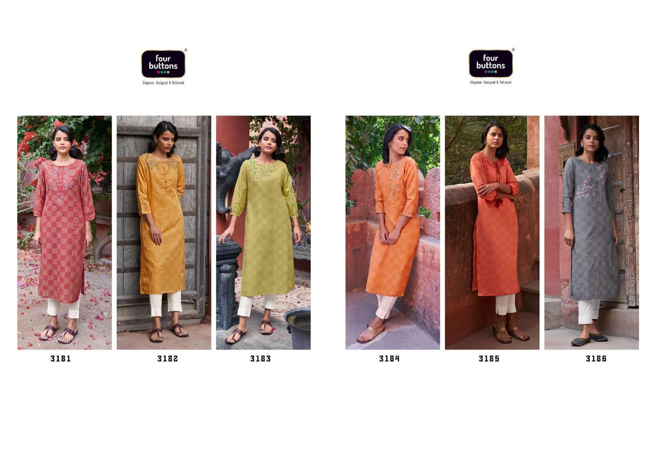 Four Buttons Plum Vol 2 Fancy Cotton Kurti Catalog