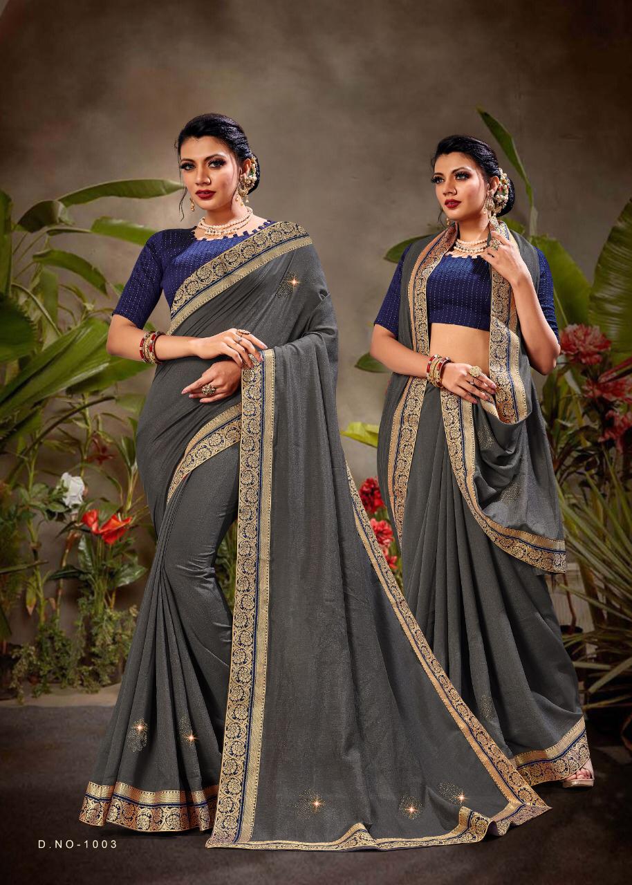 Ranjna Flavour Fancy Border Blouse Siroski Butta Designer Saree Collection