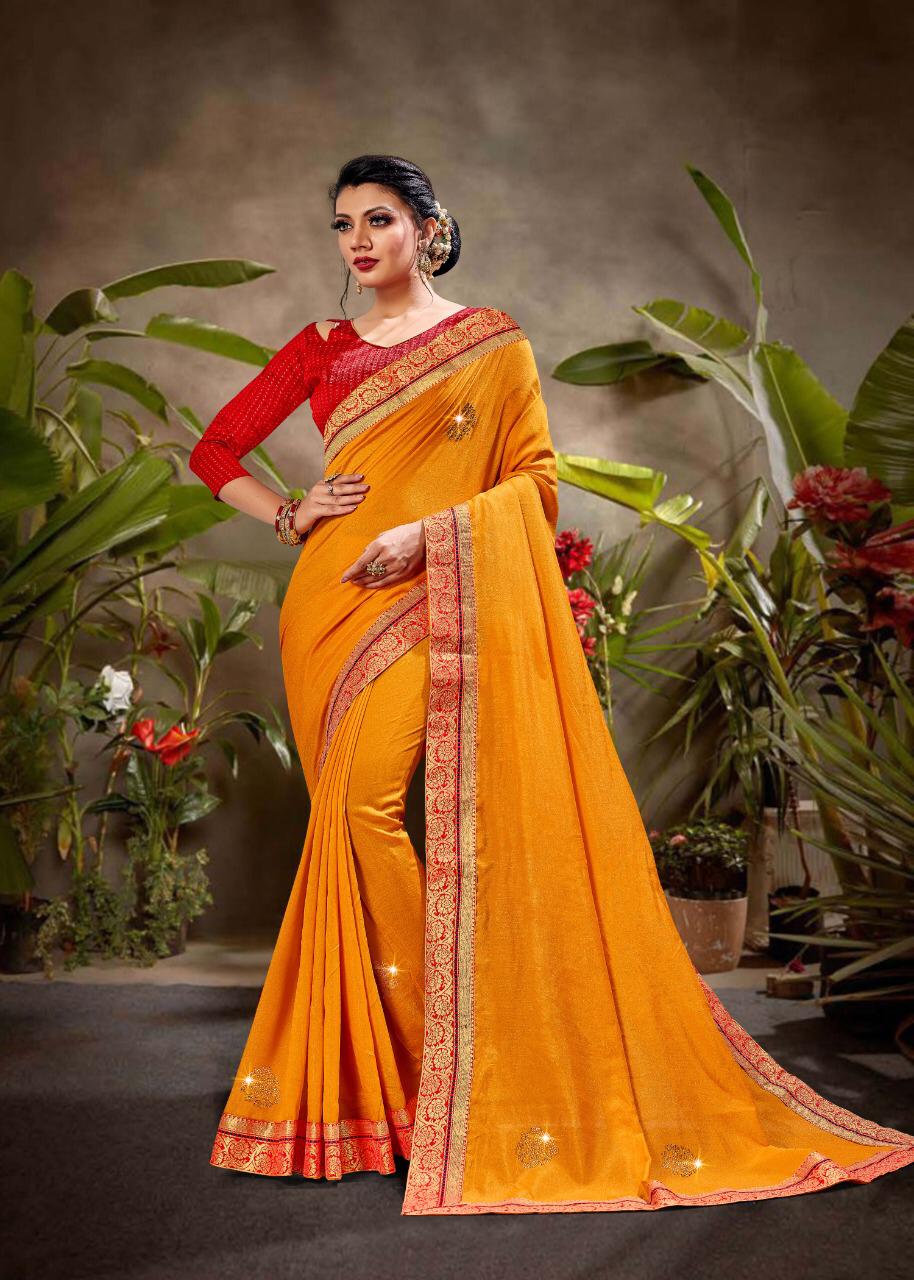 Ranjna Flavour Fancy Border Blouse Siroski Butta Designer Saree Collection
