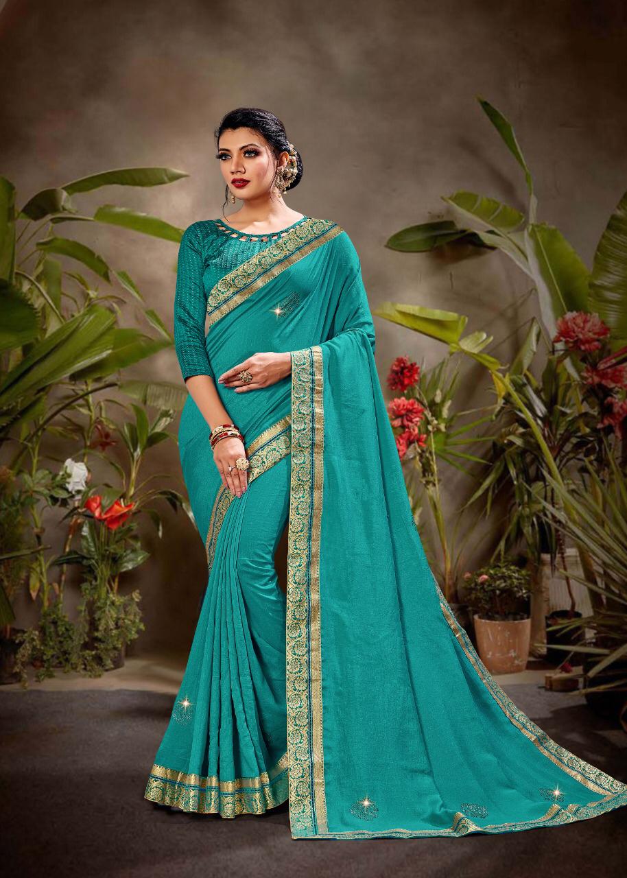 Ranjna Flavour Fancy Border Blouse Siroski Butta Designer Saree Collection