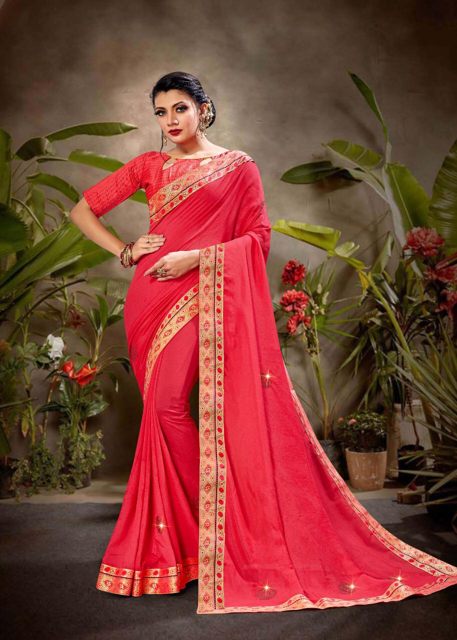 Ranjna Flavour Fancy Border Blouse Siroski Butta Designer Saree Collection