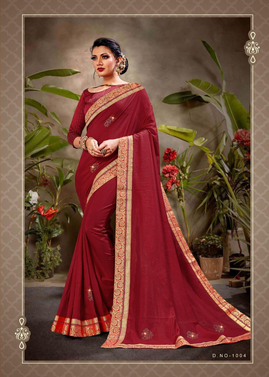 Ranjna Flavour Fancy Border Blouse Siroski Butta Designer Saree Collection