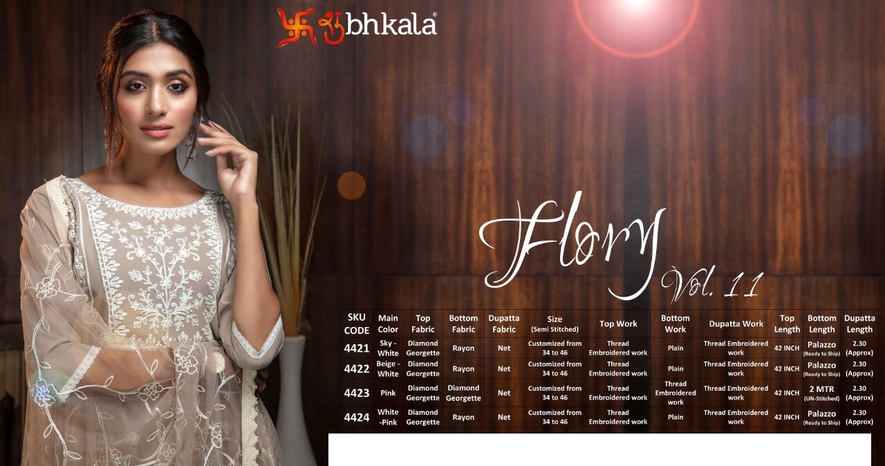 Kf Flory Vol 11 Georgette Designer Salwar Suits Catalog