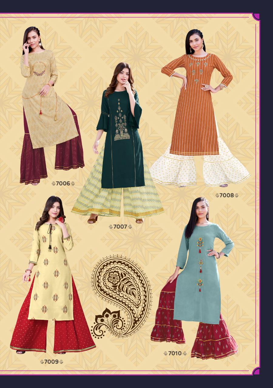 Kajal Style Fashion Label Vol 7 Designer Rayon Embroidery Kurti With Plazzo Catalog