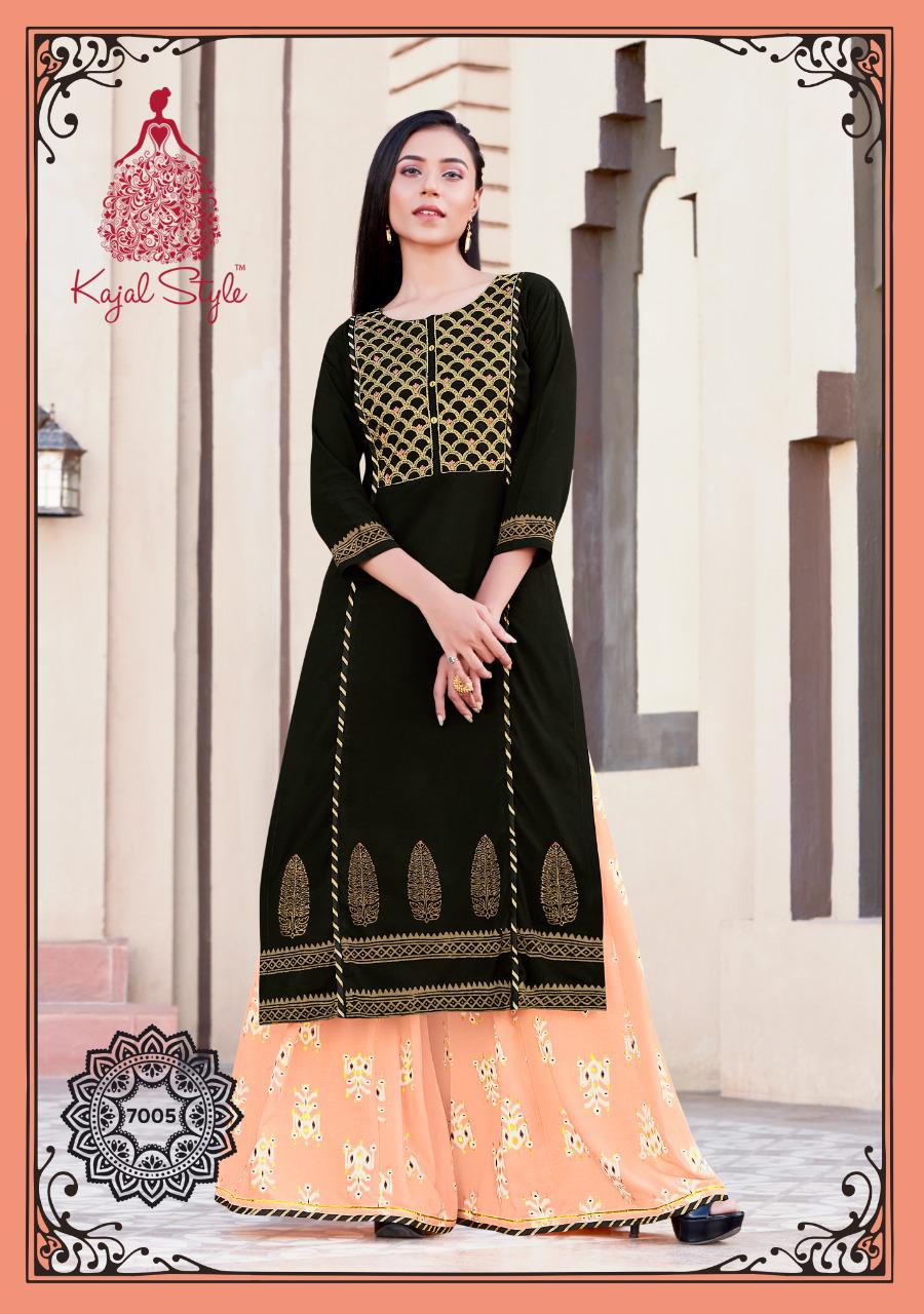 Kajal Style Fashion Label Vol 7 Designer Rayon Embroidery Kurti With Plazzo Catalog
