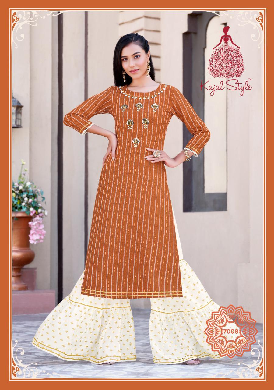 Kajal Style Fashion Label Vol  7 Kurti With Flair Plazzo And Sharara Catalog