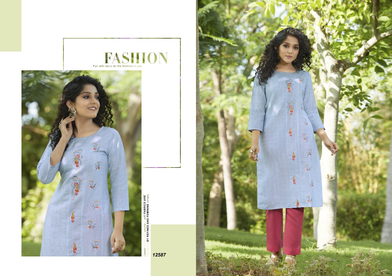 Kalaroop Vintag Designer Embroidery Kurti With Bottom Catalog