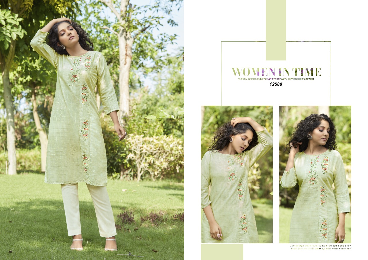 Kalaroop Vintag Designer Embroidery Kurti With Bottom Catalog
