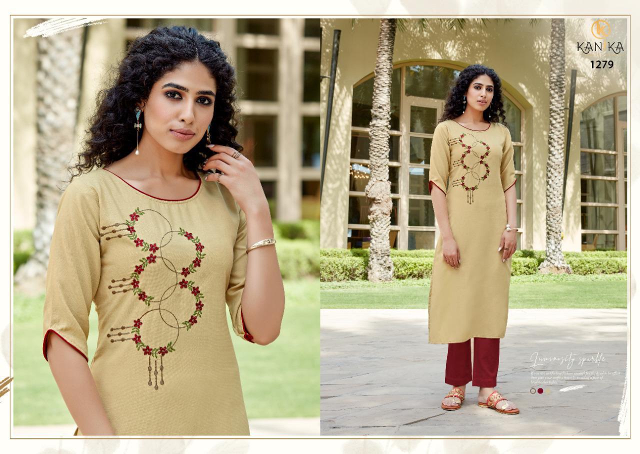 Kanika Aditi Vol 9 Designer Silk Embroidery Kurti Catalog