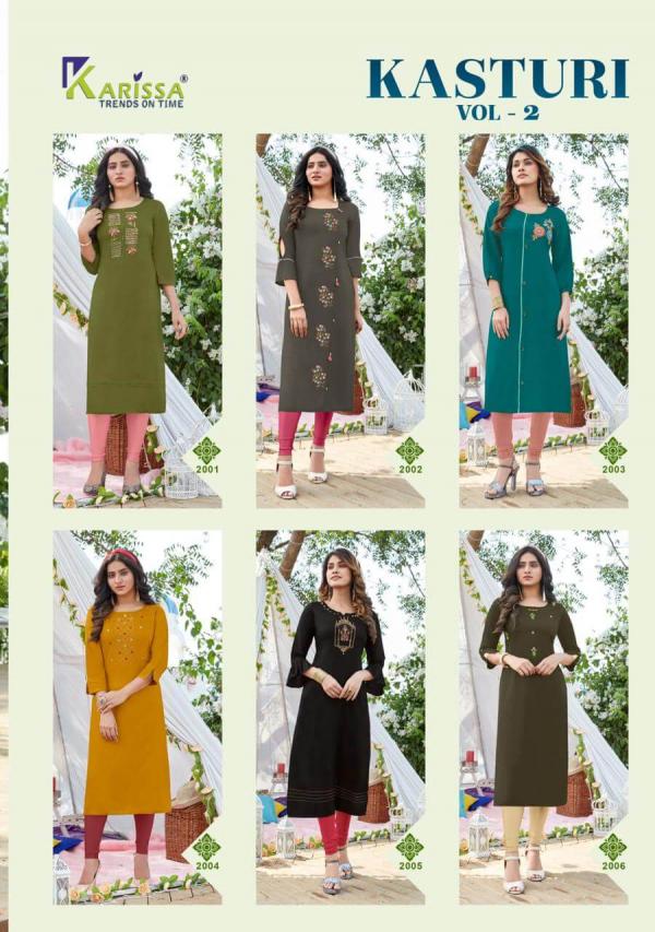 Karissa Kasturi Vol 2 Rayon Designer Hand Work Kurti Catalog