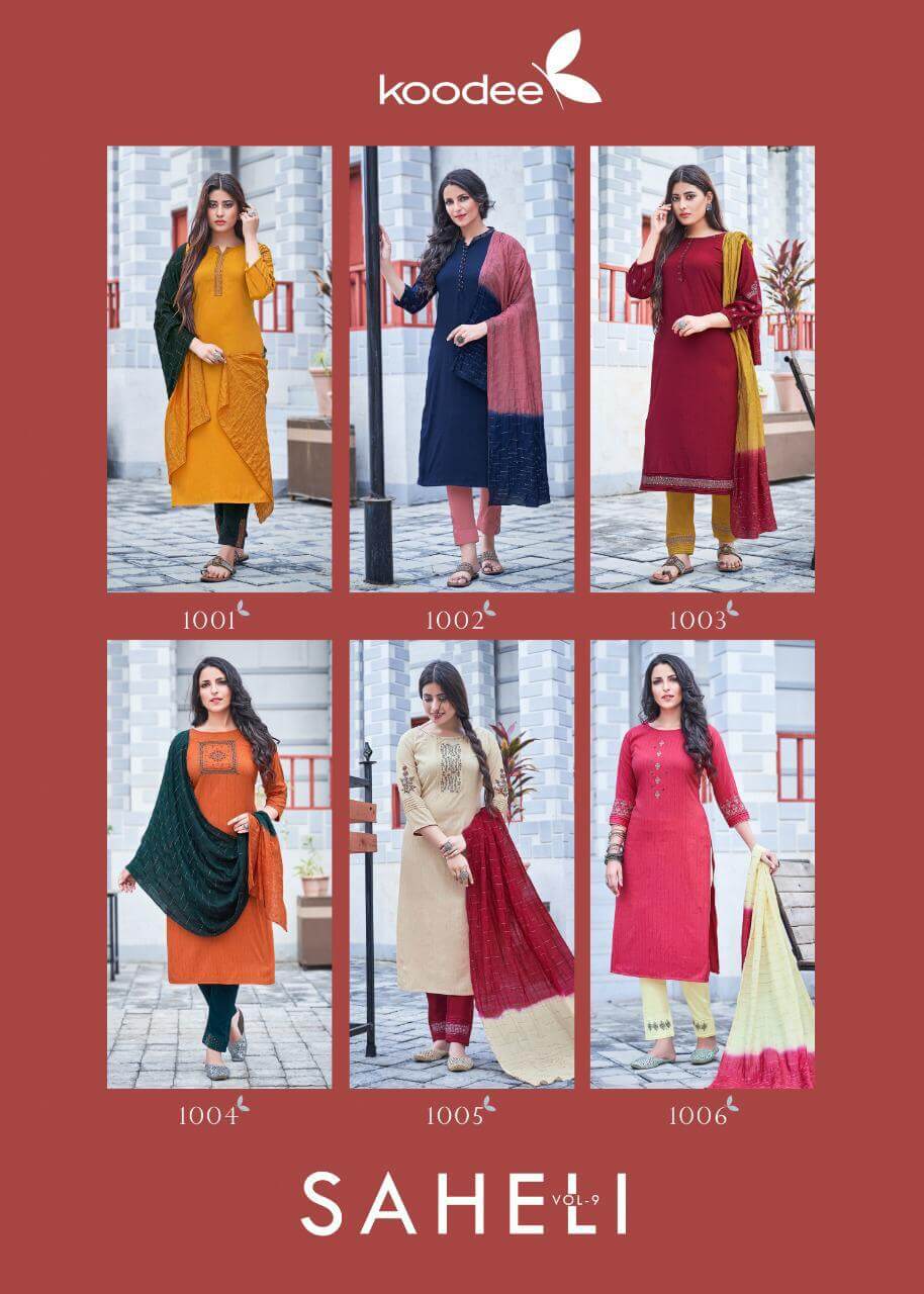 Koodee Saheli Vol  9 Designer Viscose Embroidery Ready Made Salwar Suits Catalog