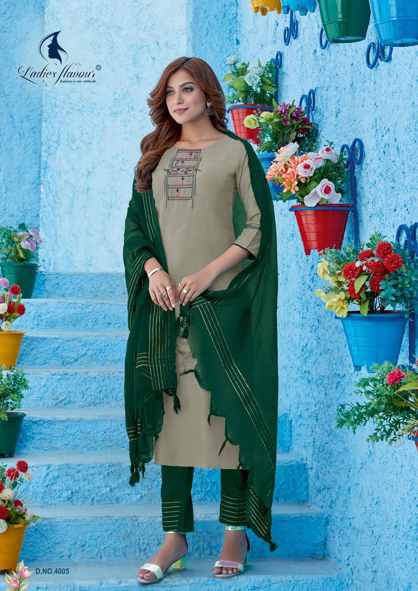 Ladies Flavour Saffron Designer Silk Embroidery Ready-made Kurti Catalog