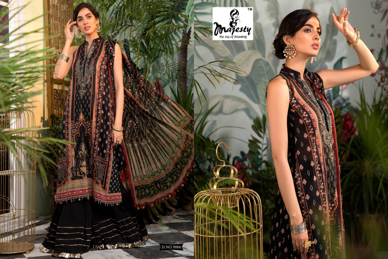 Majesty Maria Vol  9 Designer Cotton Embroidery Pakistani Salwar Suits Catalog