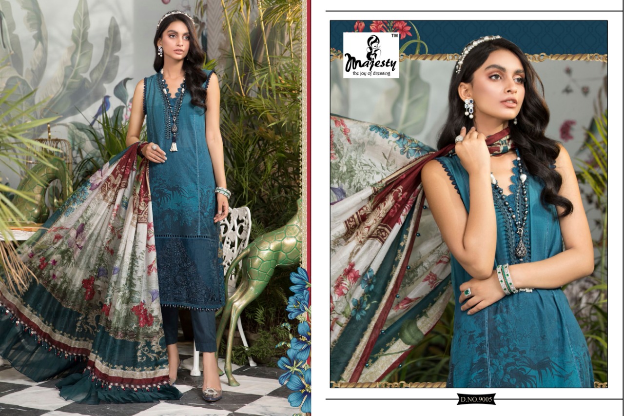 Majesty Maria Vol  9 Designer Cotton Embroidery Pakistani Salwar Suits Catalog