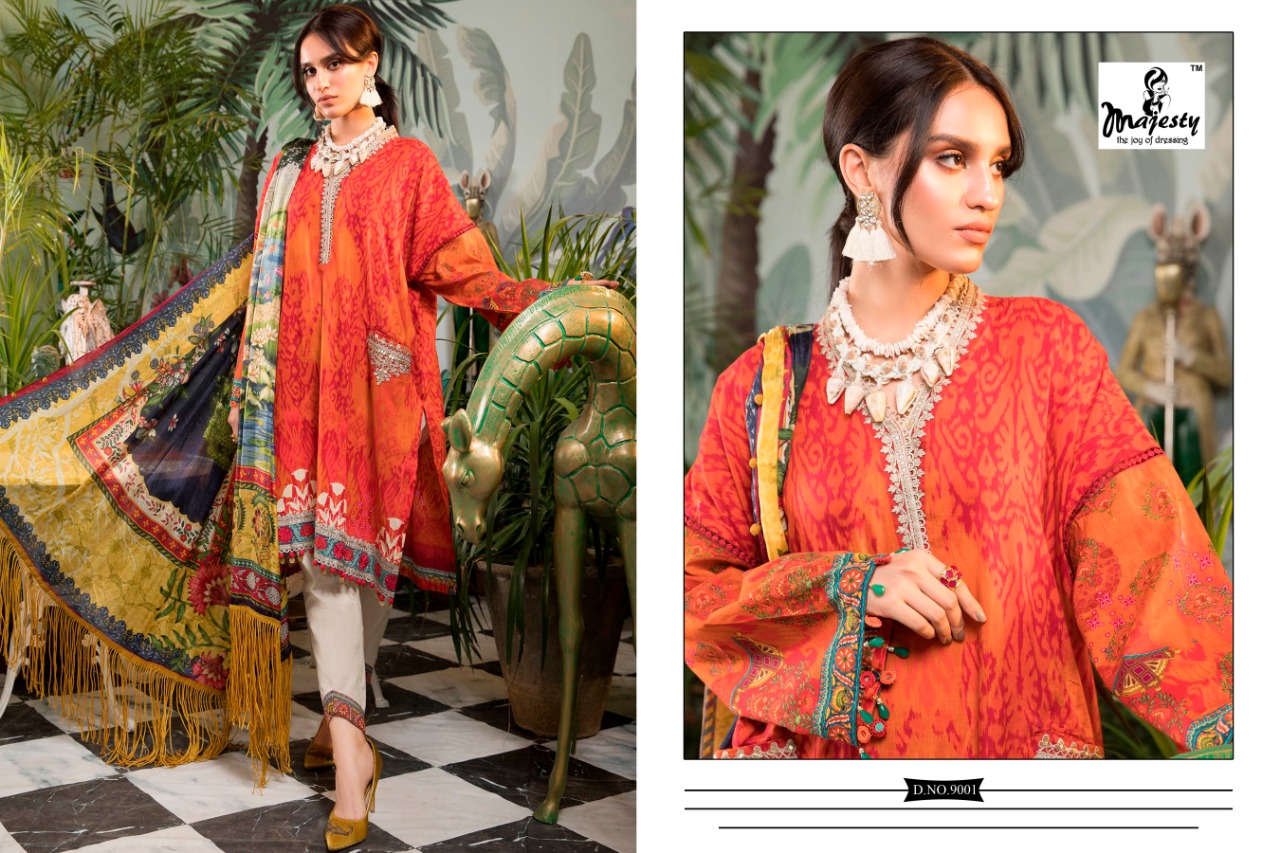 Majesty Maria Vol  9 Designer Cotton Embroidery Pakistani Salwar Suits Catalog