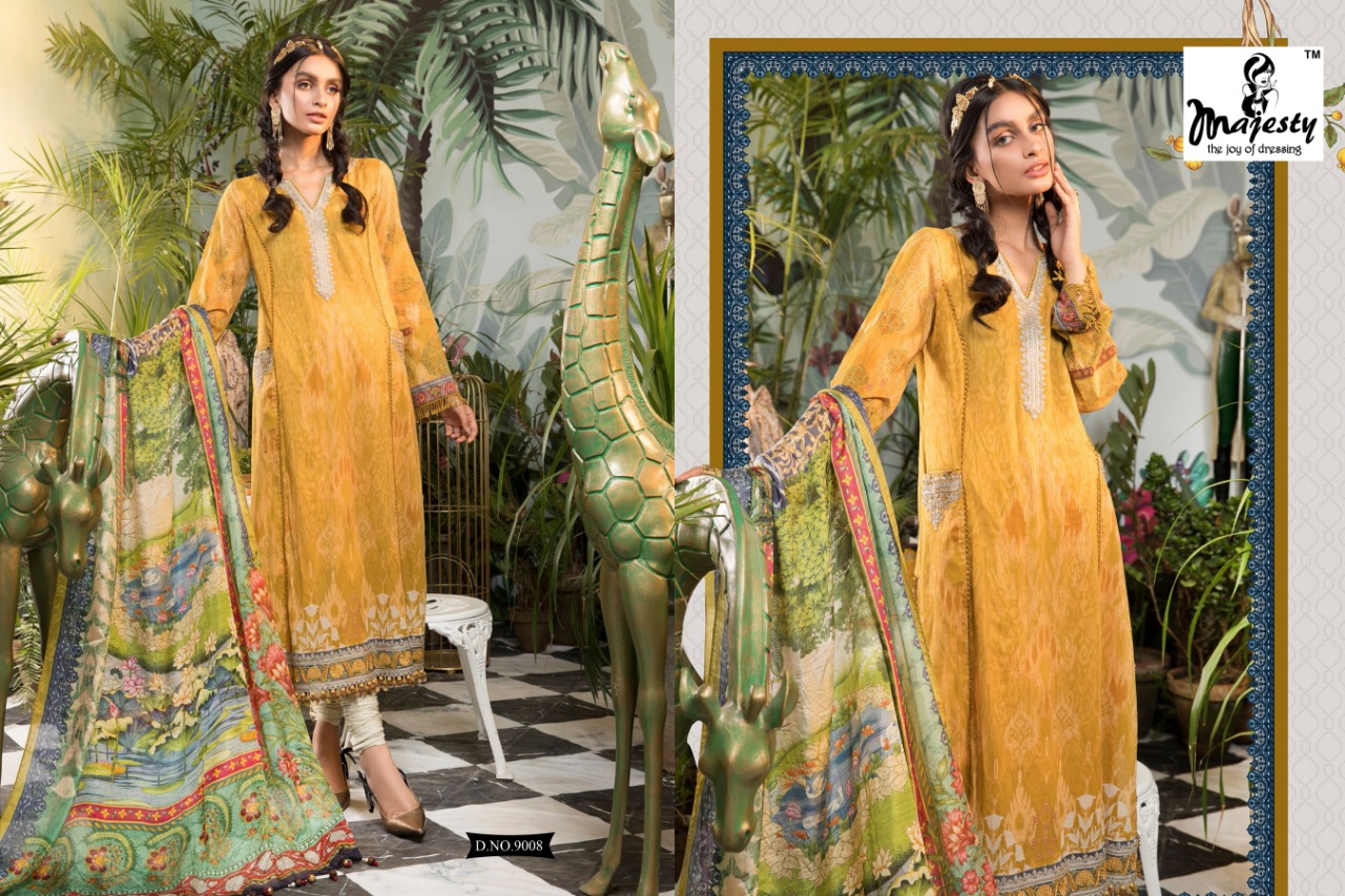 Majesty Maria Vol  9 Designer Cotton Embroidery Pakistani Salwar Suits Catalog