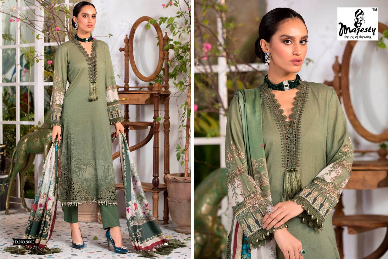 Majesty Maria Vol  9 Designer Cotton Embroidery Pakistani Salwar Suits Catalog