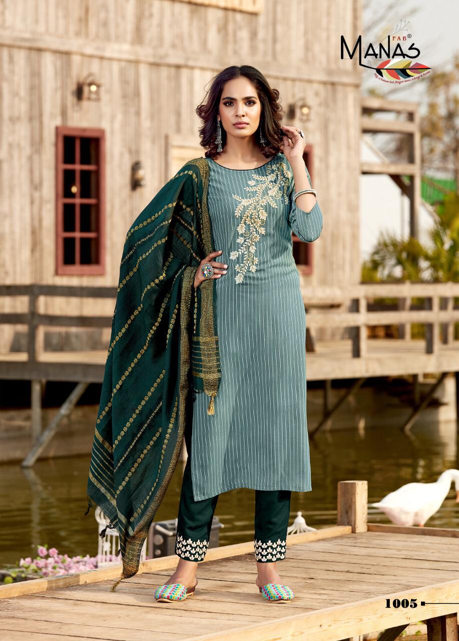 Manas Glamour City Ethnic Wear Embroidery Work Ready Made  Catalog