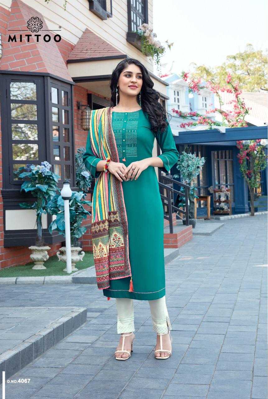 Mittoo Mahendi Vol 2  Kurti With Fancy Bottom And Dupatta Kurti Wholesale Rate