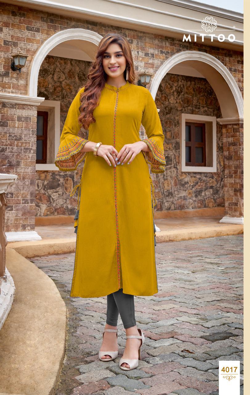 Mittoo Mayurika Vol 3 Rayon Fancy Embroidery Kurti Catalog