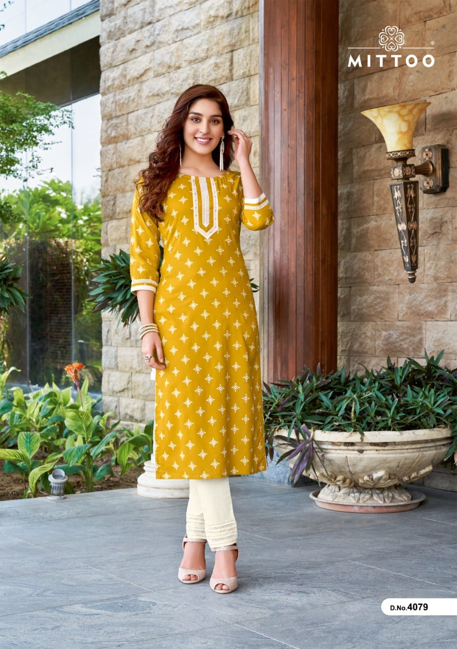 Mittoo Mohini Vol 9 Rayon Designer Rayon Kurti With Bottom Catalog