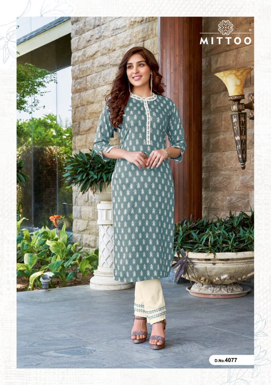 Mittoo Mohini Vol 9 Rayon Designer Rayon Kurti With Bottom Catalog