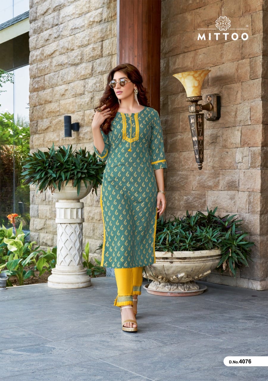 Mittoo Mohini Vol 9 Rayon Designer Rayon Kurti With Bottom Catalog