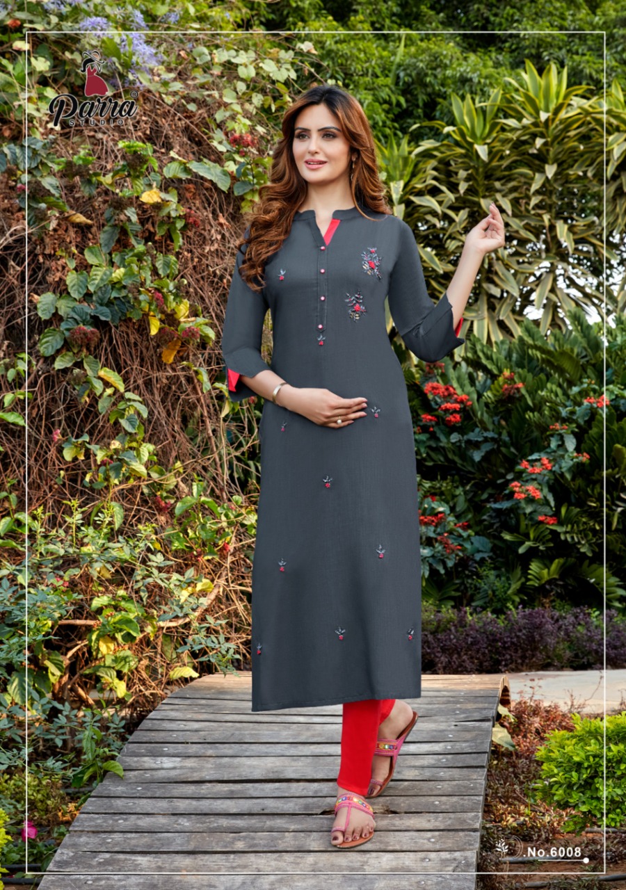 Parra Studio Vastram Vol  6 Rayon Designer Kurti Catalog