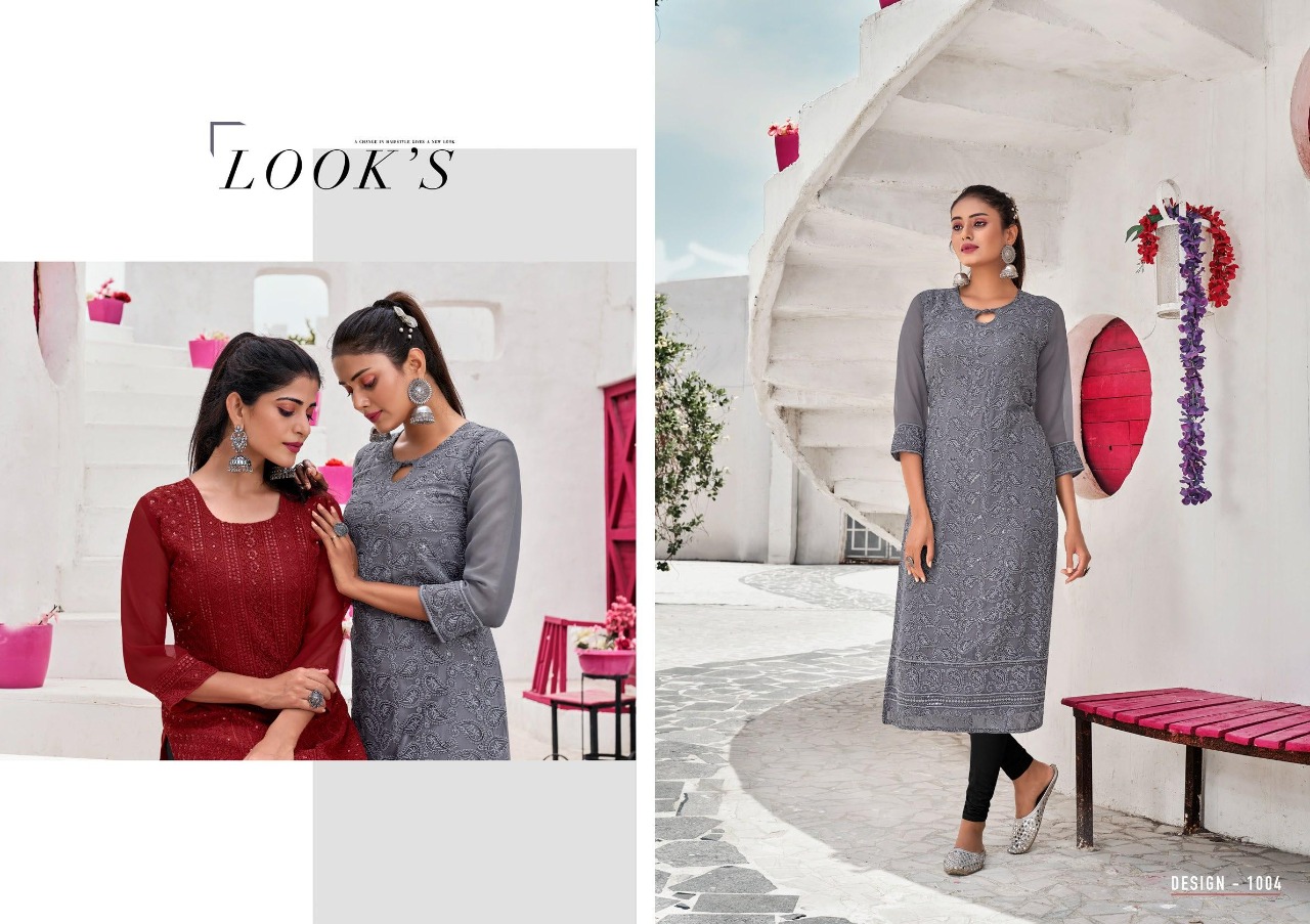 Poonam Chikankari Designer Chikan Work Kurti Catalog