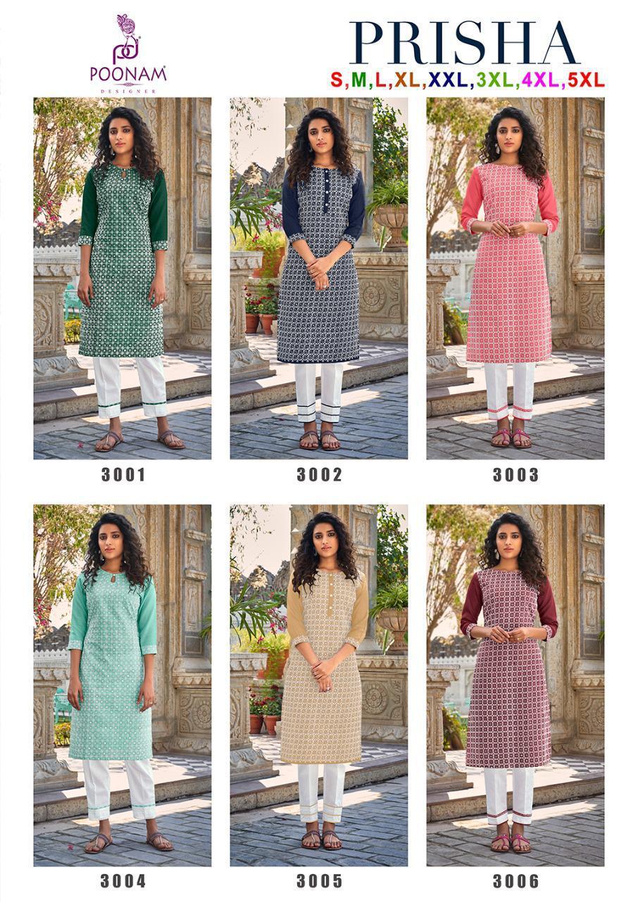 Poonam Prisha Cotton Designer Chiken Work Kurti Catalog