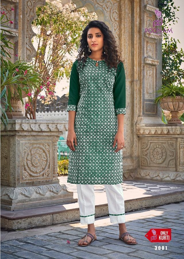 Poonam Prisha Cotton Designer Chiken Work Kurti Catalog