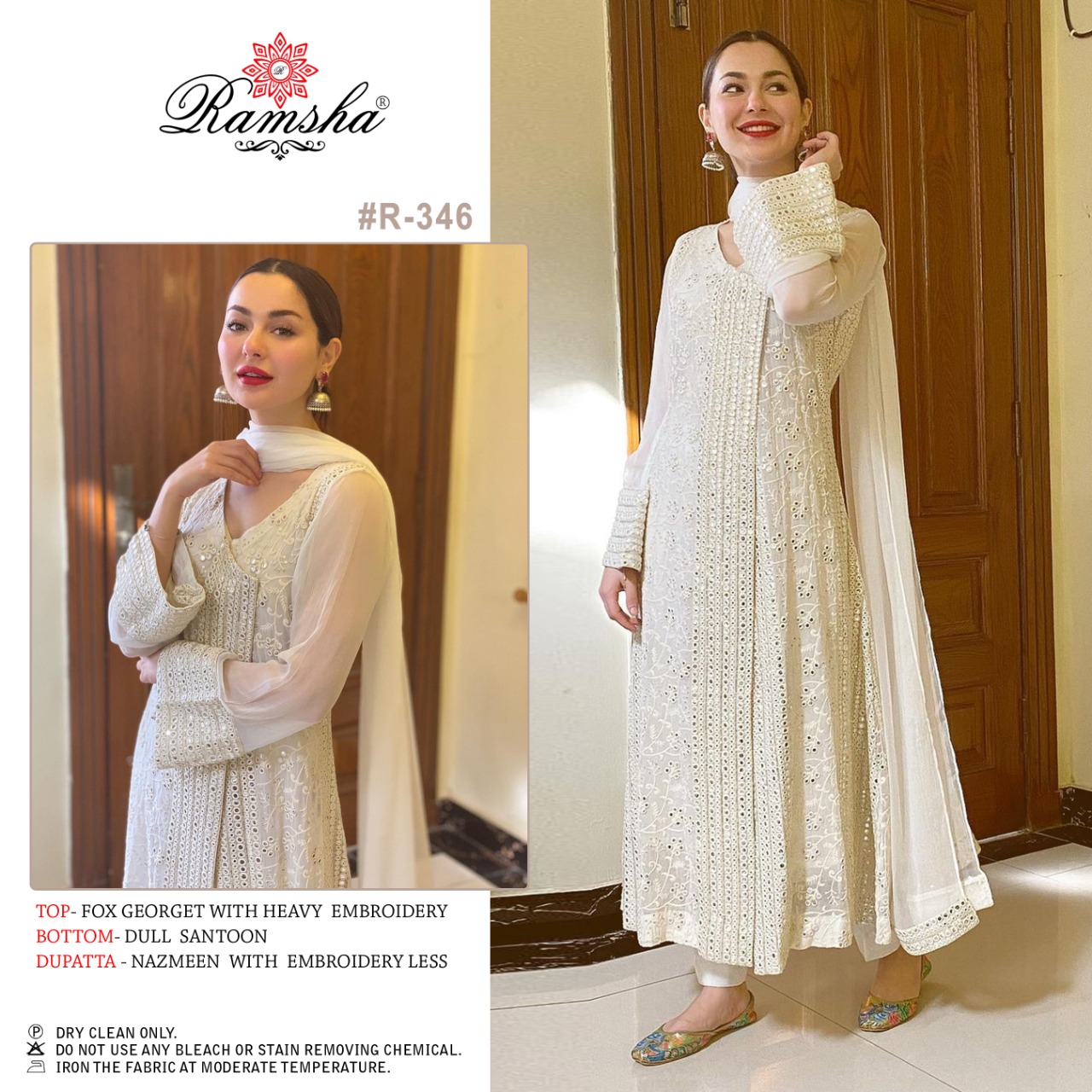 Ramsha R 343 To R 346 Georgette With Embroidery Pakistani Salwar Suits Catalog