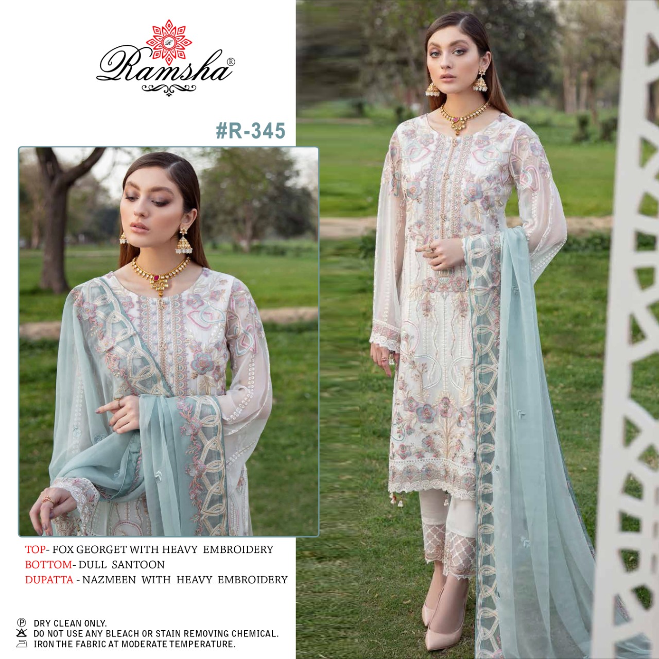 Ramsha R 343 To R 346 Georgette With Embroidery Pakistani Salwar Suits Catalog